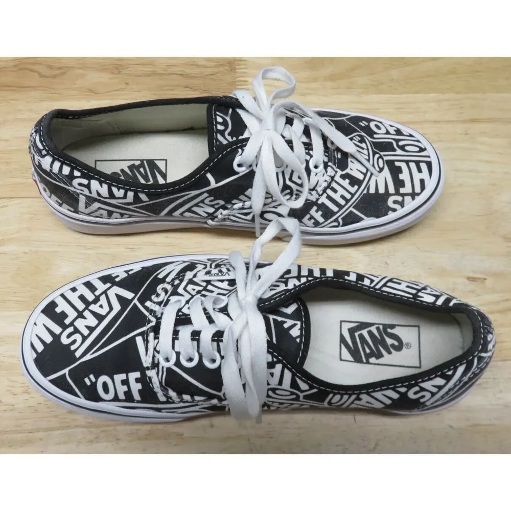 VANS Doheny OTW Repeat Black White Logo Print Low Top Sneakers Sz Men's 7 US EUC